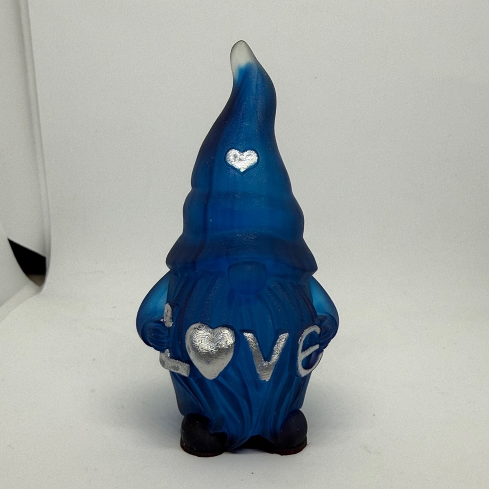 Whimsical Unique Resin Blue and Silver Gnome Spreading Love